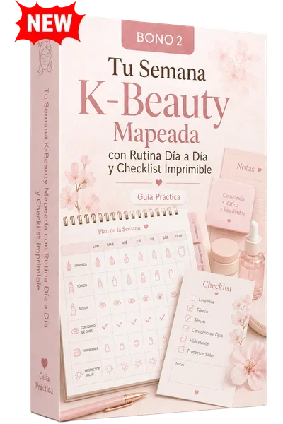 Mockup de la guía práctica Tu Semana K-Beauty Mapeada con checklist imprimible