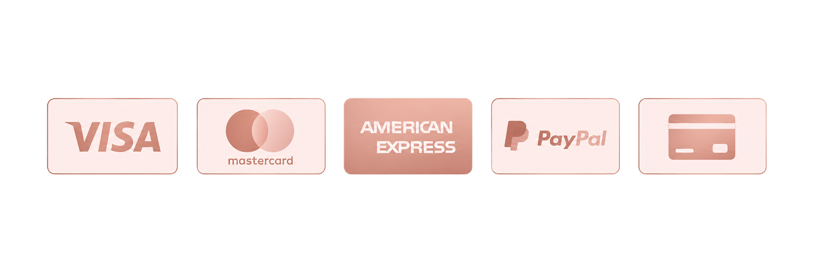 Métodos de pago aceptados: Visa, Mastercard, American Express, PayPal y tarjeta de crédito
